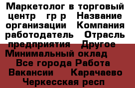 Маркетолог в торговый центр – гр/р › Название организации ­ Компания-работодатель › Отрасль предприятия ­ Другое › Минимальный оклад ­ 1 - Все города Работа » Вакансии   . Карачаево-Черкесская респ.